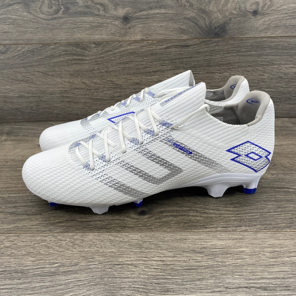 Lotto Maestro FG Soccer Cleats White Silver Blue Men's US 11 UK 10 EU 44
